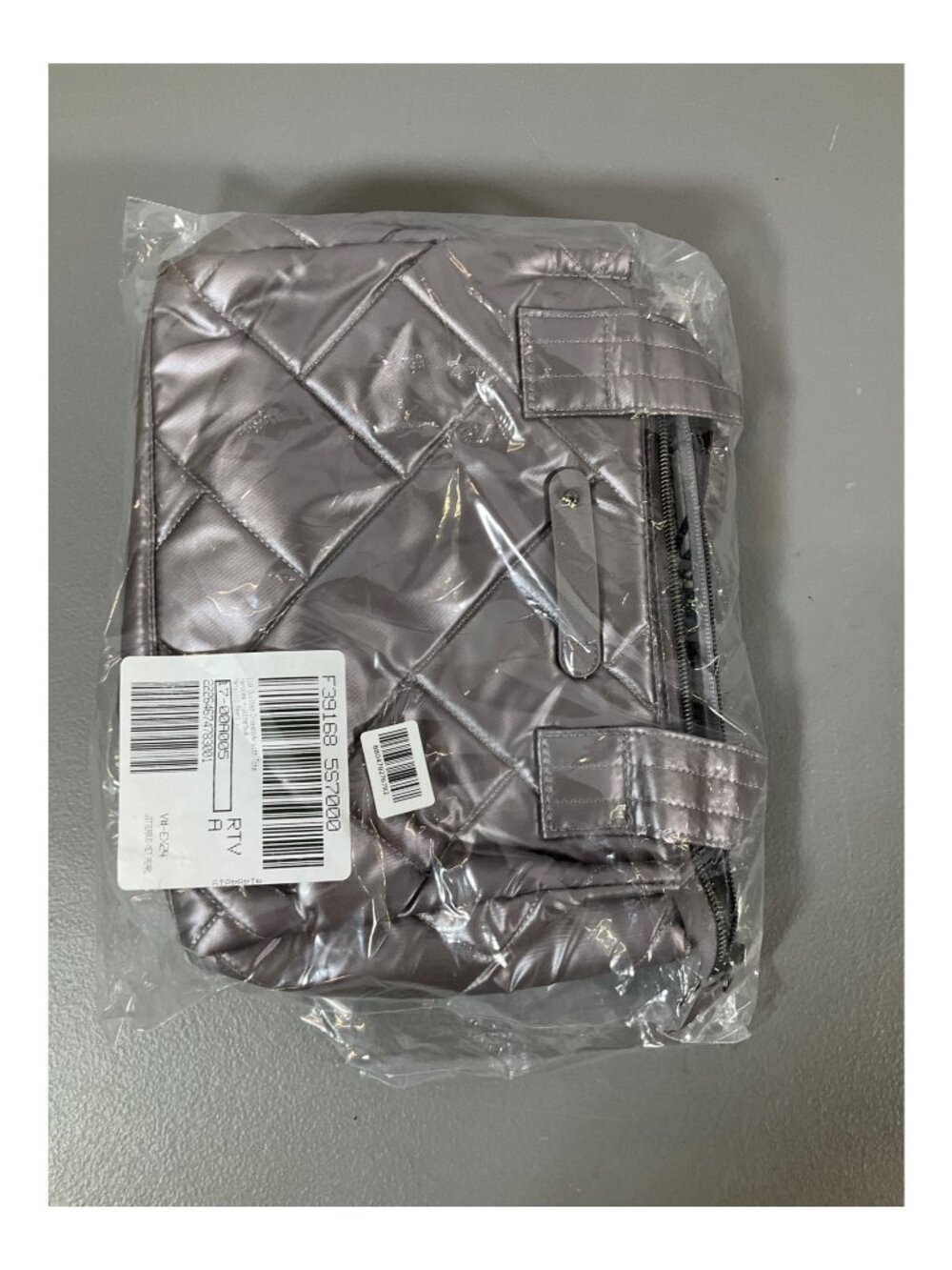 Lug Jitterbug Quilted Crossbody Bag - Metallic Pearl, Unisex with Tote Handles